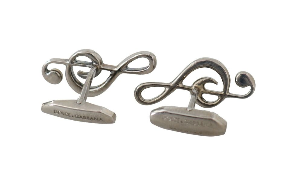 Dolce & Gabbana Elegant Silver Tremble Clef Cufflinks