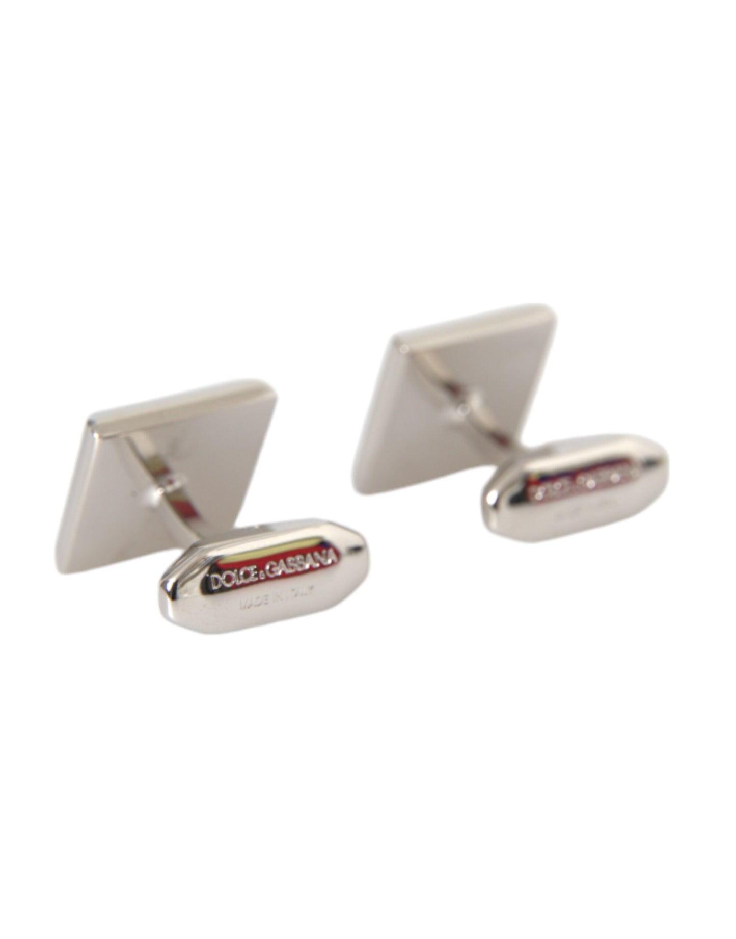 Dolce & Gabbana Silver Plated Brass Pin Crystal Cufflinks