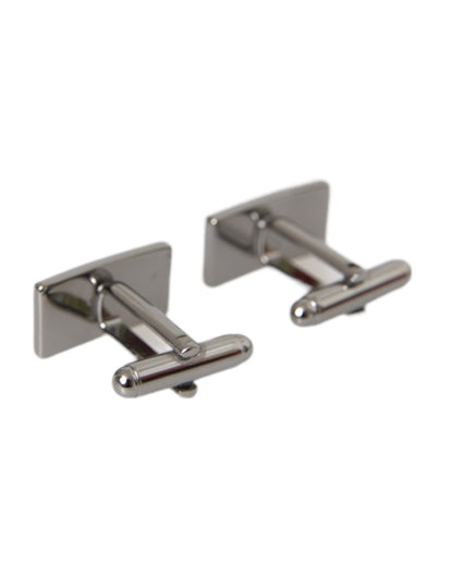 Dolce & Gabbana Silver Plated Metal Brass DG Logo Pin Cufflinks