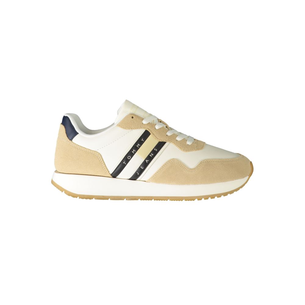 Tommy Hilfiger Beige Leather Men Sneaker