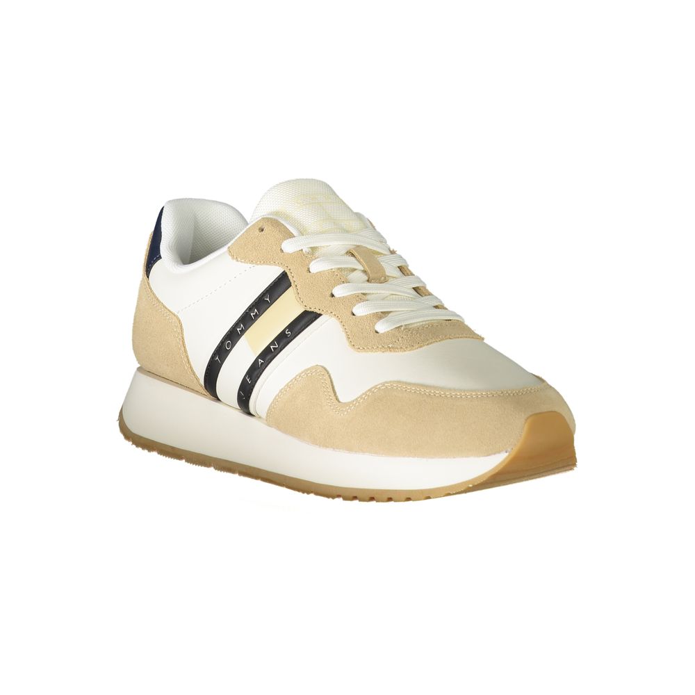 Tommy Hilfiger Beige Leather Men Sneaker