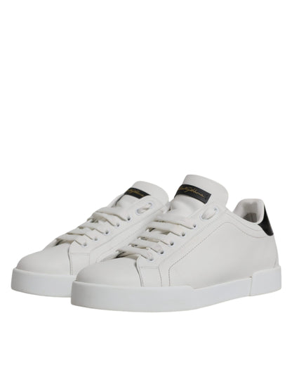 Dolce & Gabbana White Leather Classic Low Top Sneakers Shoes